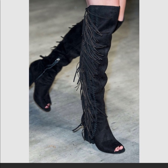 Rebecca Minkoff Black Suede Fringe Boots - Picture 3 of 8